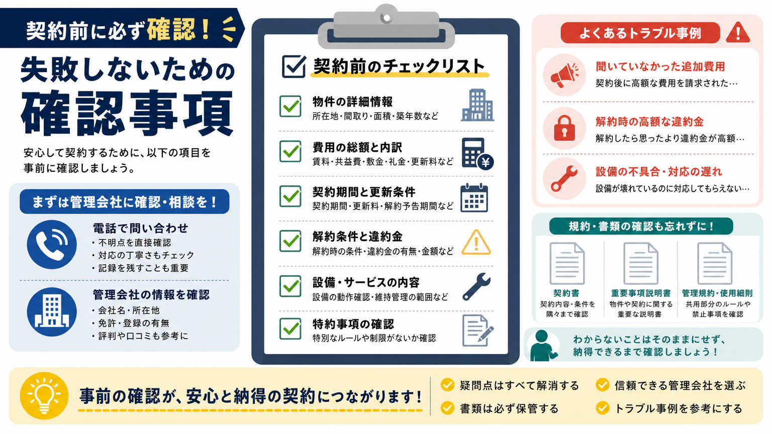 契約前に管理会社へ確認しておきたいこと